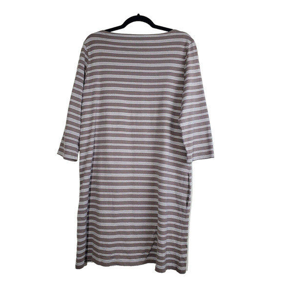 Garnet Hill Womens 14 DRESS STRIPED Brown White ORGANIC COTTON Pockets XL - Picture 1 of 8